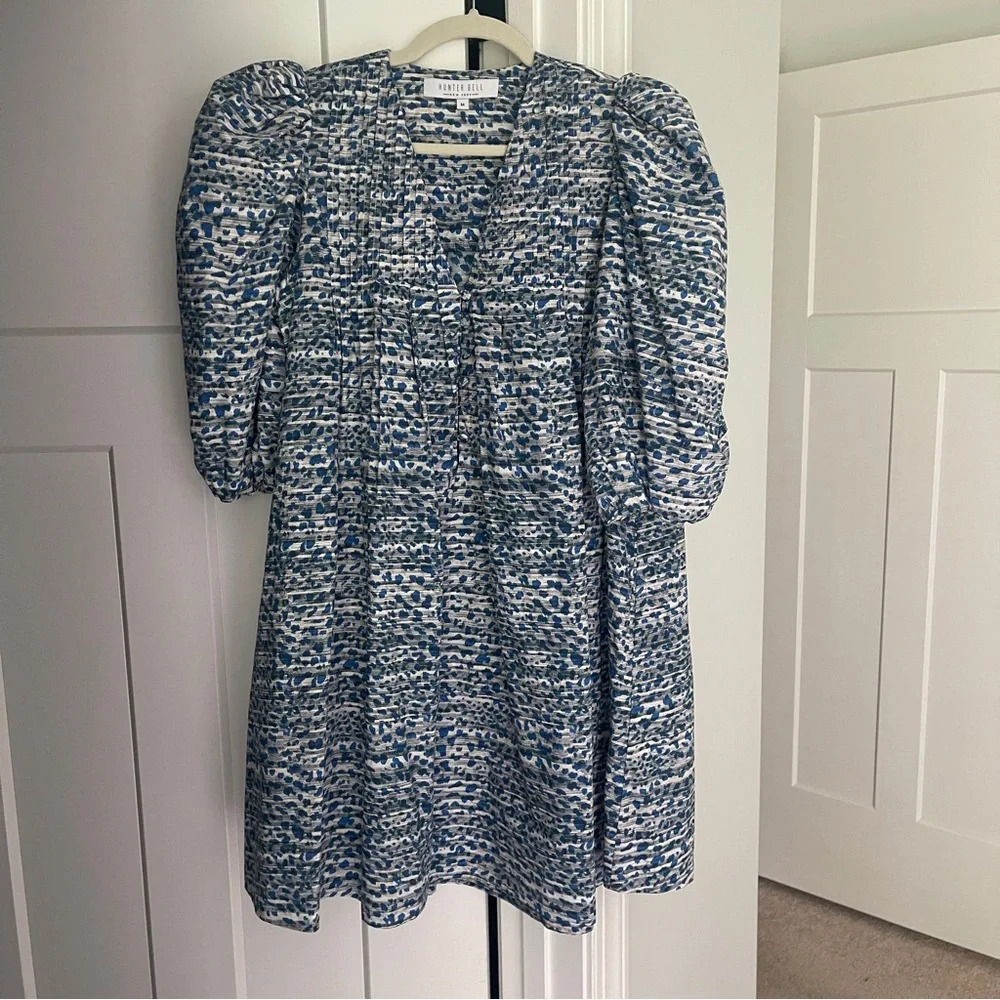 HUNTER BELL Blue Jenkins Dress Puff Sleeve - Picture 4 of 8
